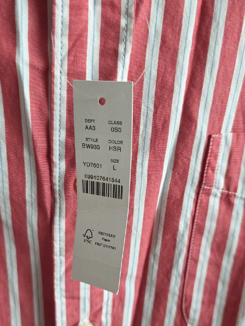 J. Crew Secret Wash Relaxed Striped Button-Down Shirt - Red & White Large G061